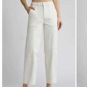 Rails Women Getty Crop Utility Pant Size Wide Leg In Vintage Ecru Contrast - 29
